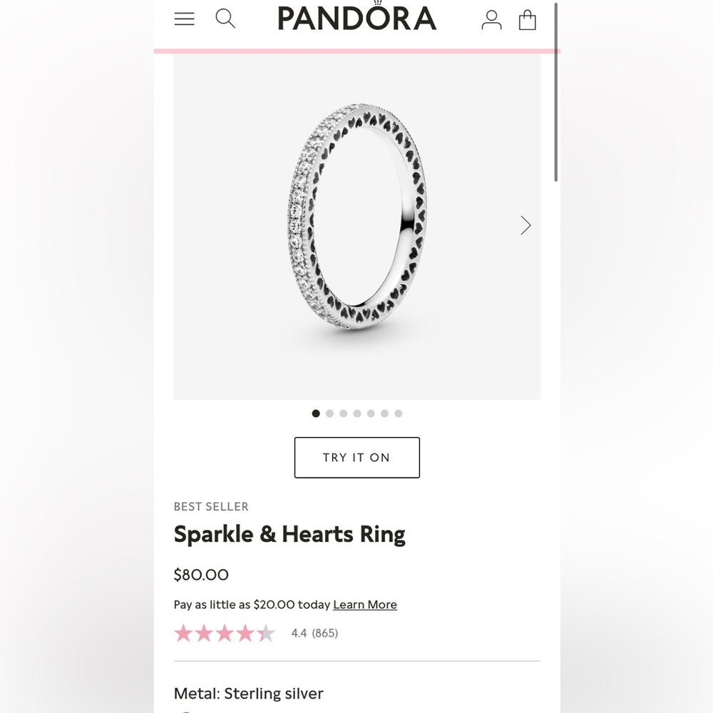 Pandora Sparkle & Hearts Ring
